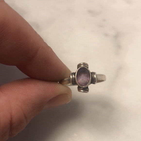 Faceted amethyst handmade 925 sterling silver ring size 7.5 - Picture 3 of 5